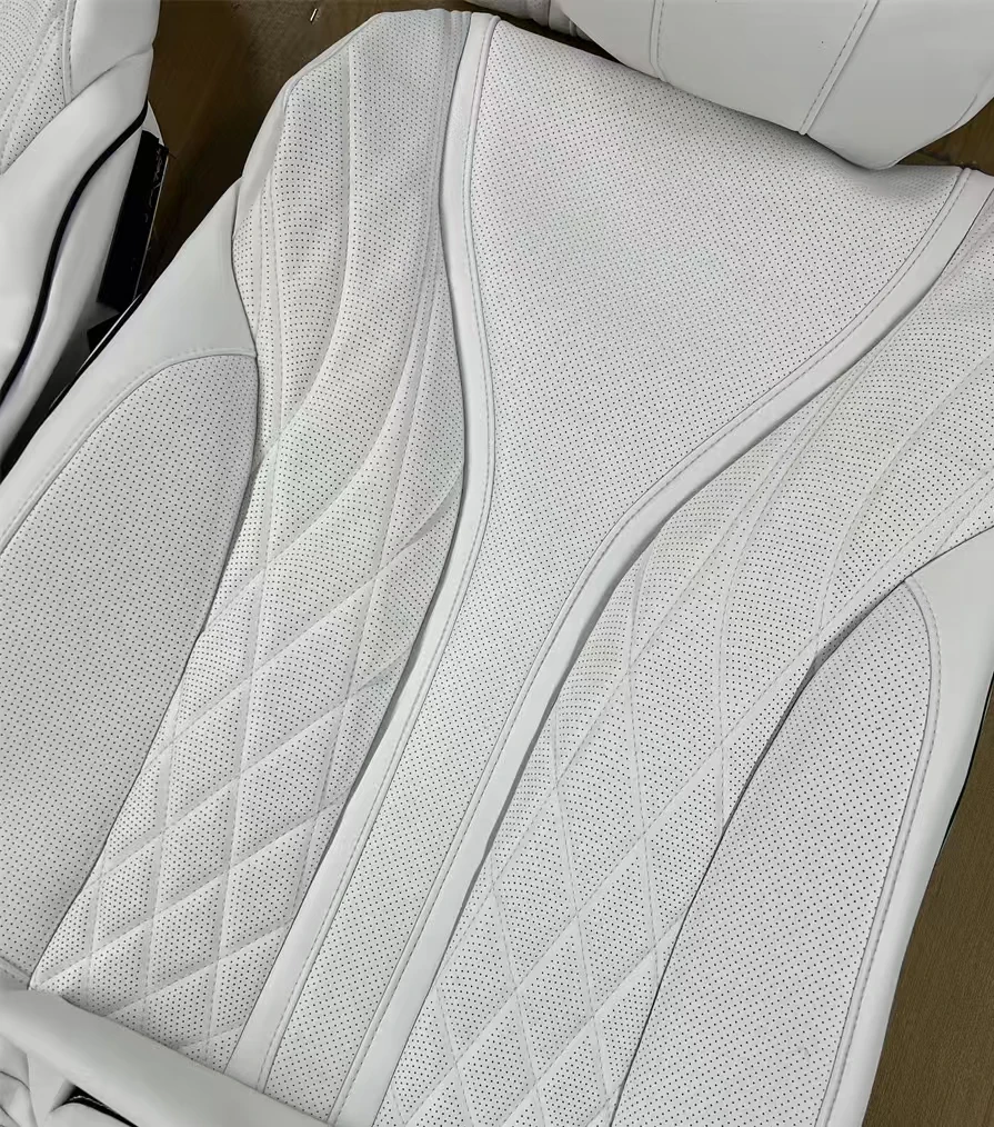 Custom White Nappa Leather Full Replacement Car Seat Cover for S400L BEIJING-EU5 6