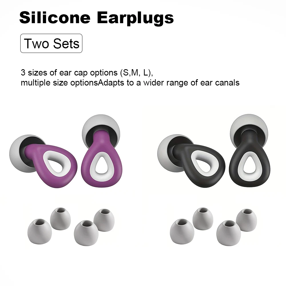 

HUAK 2sets 6 Ear Tips in S/M/L Ear Plugs for Noise Reduction – Super Soft, Reusable Hearing Protection for Sleep,Swim, Work