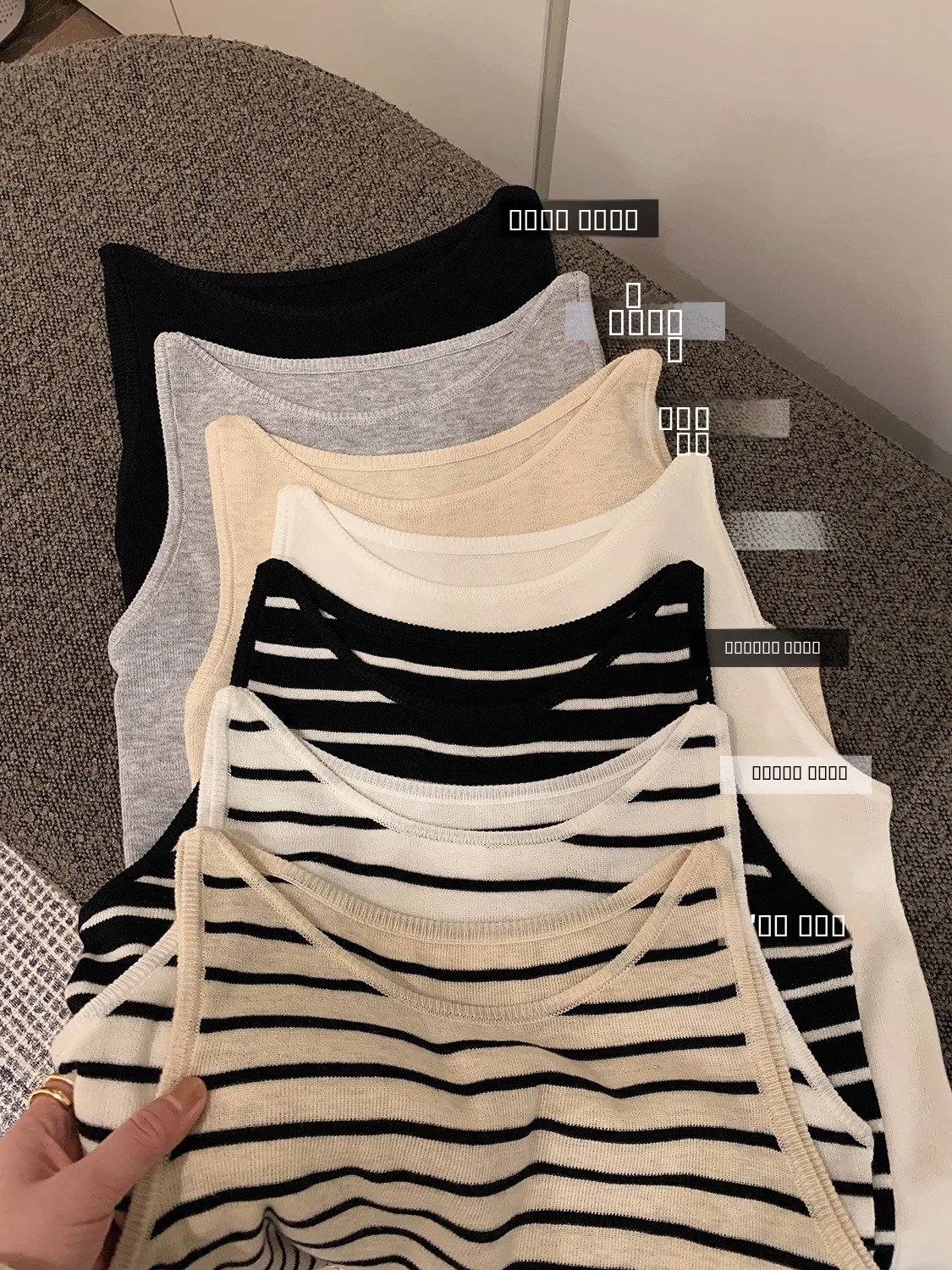 

Вязаный полосатый жилет Misslady с круглым вырезом, универсальный, с открытыми плечами, стильный, милый, весенний, новый, повседневный, тонкий, из матовой ткани.