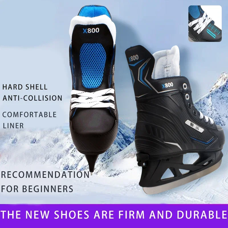 

1Pair Adult Child for Beginner Ice Hockey Skate Shoes X800 Thicken Adjustable Winter Ball Knife Real Skates Speed Skating Shoes