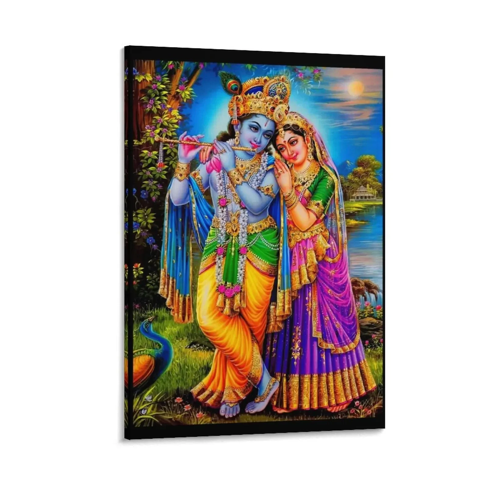 

Hindu Radha Krishna God Vintage Poster Print Canvas Painting korean room decor anime figure poster Decoration bedroom