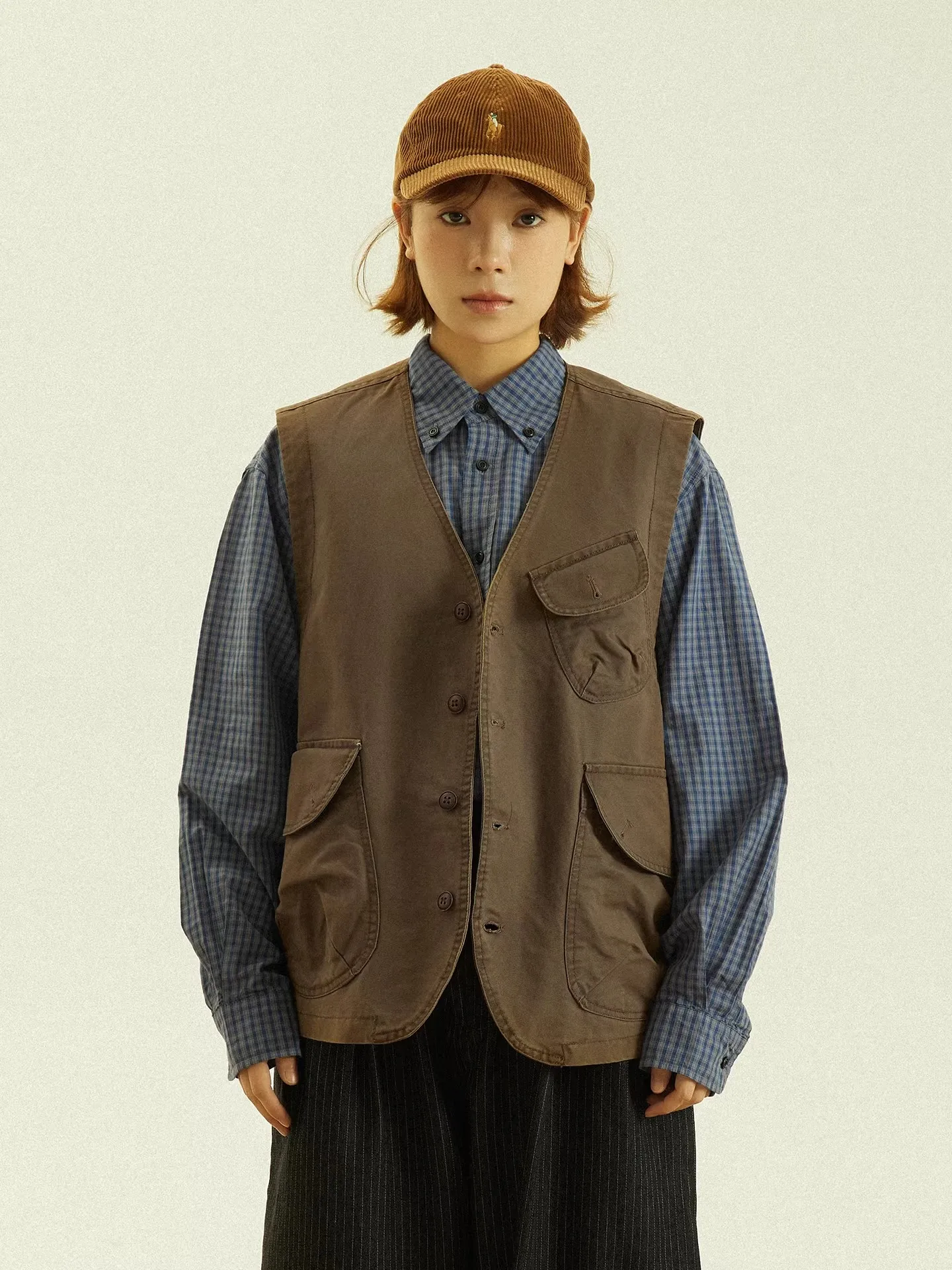 

GoodNorth Vintage Coffee Vest Unisex Outerwear Layering Jacket Men's Women's Casual Breathable Cotton Vest for Youth