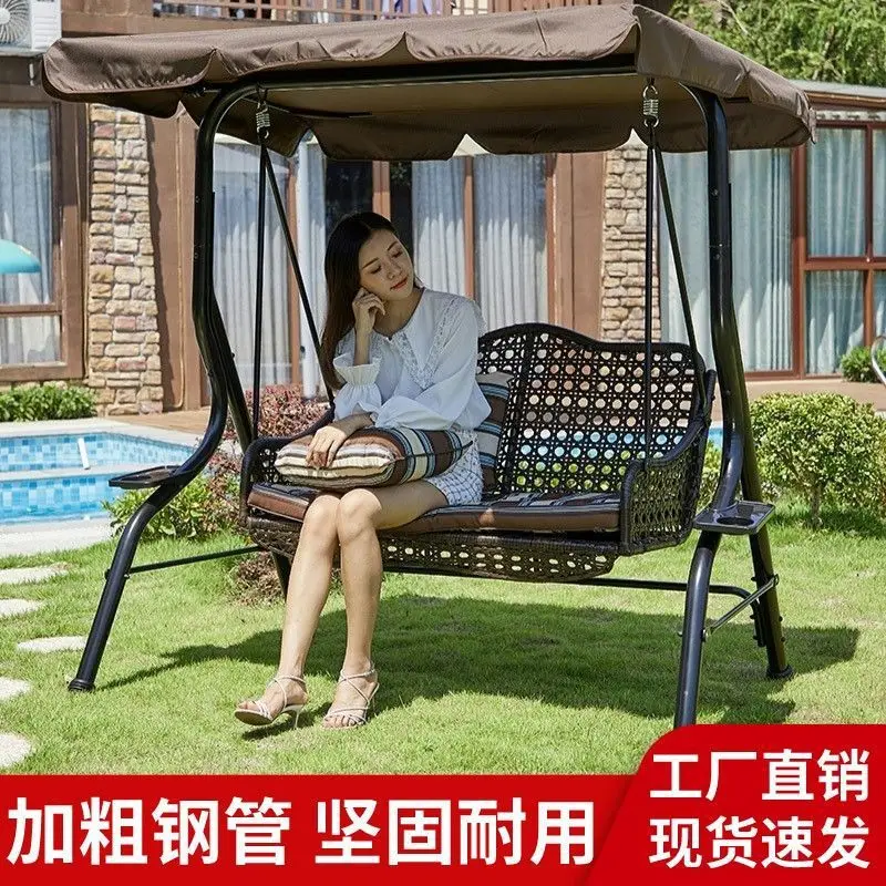 Outdoor swing double courtyard rocking chair, iron art outdoor adult indoor hanging chair, balcony swing chair,