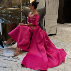 Furtanseo Dubai Luxury Evening Dresses with Cape Shawl 2023 Hot Pink Arabic Women Long Mermaid Wedding Party Guest Gowns