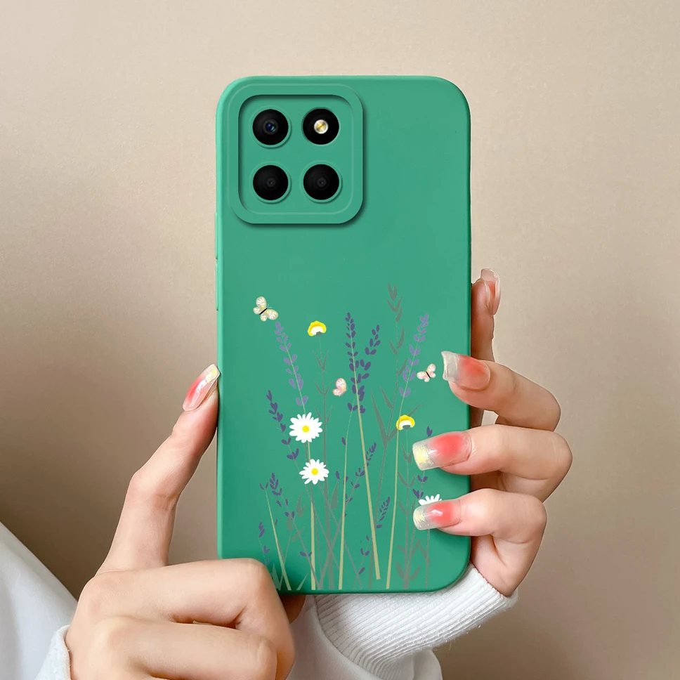 For Honor X6 X6A X6S 4G Case Cute Flower Smooth Liquid Silicone Back Cover Shell For HonorX6 HonorX6A HonorX6S 4G Coque Fundas