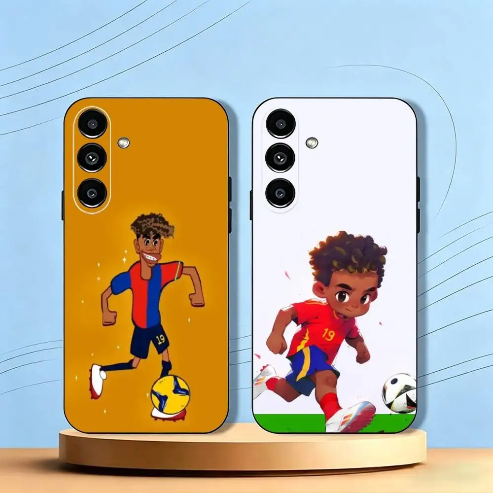 Lamine-E Yamal Cartoon Phone Case Black Silicone Soft For Samsung Galaxy A73,A72,A71,A70,A53,A52,A51