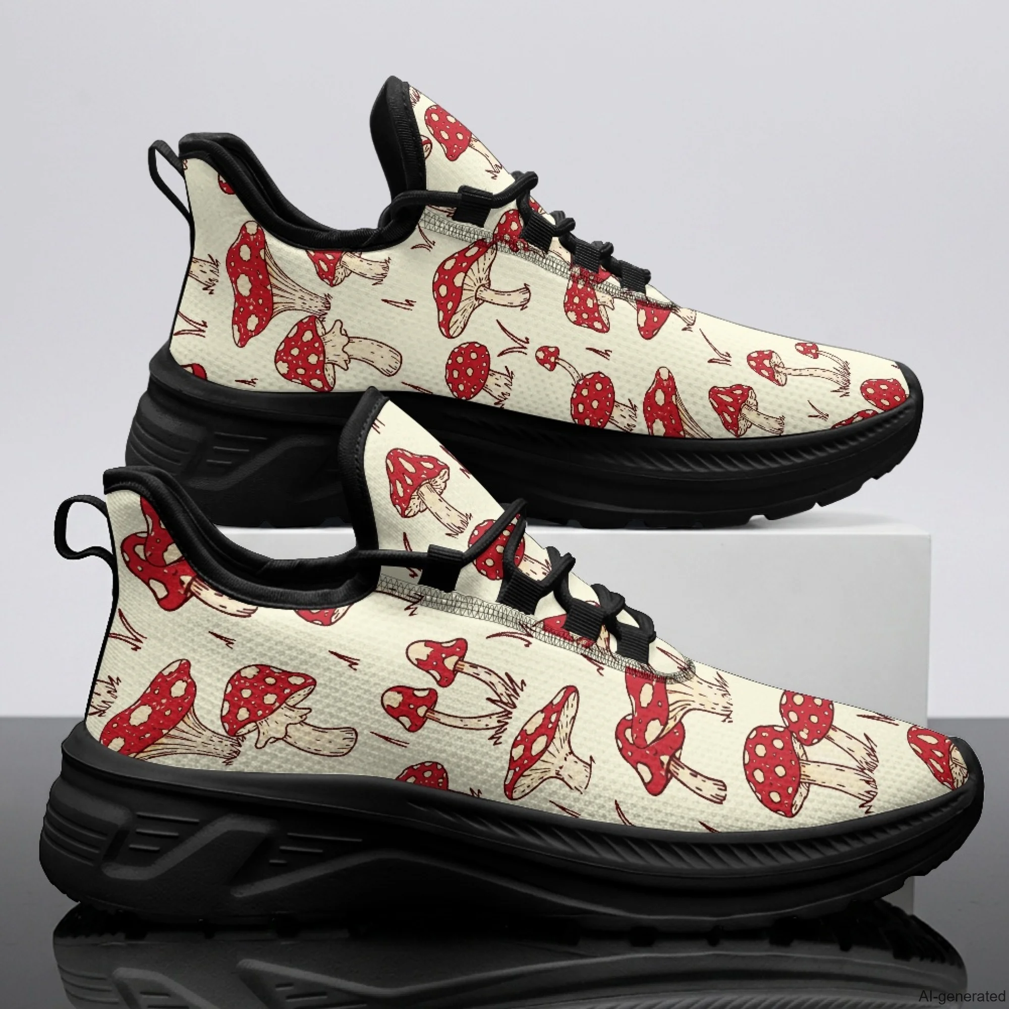 XIXIRIMIDO Womens Walking Shoes Nurse Shoes Nurse Sneakers Mushroom Print Tenis Masculino De Corrida Barefoot Shoes 35-48