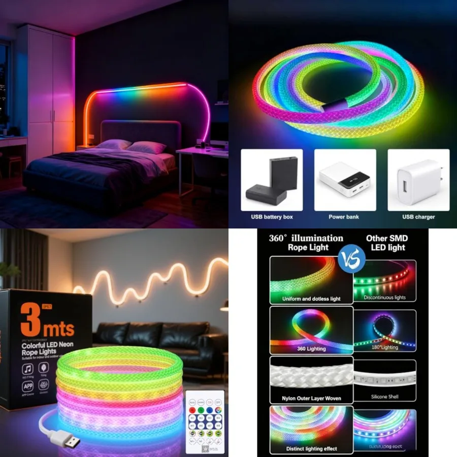 9.8ft Portable LED Rope Neon Lights for Decoration