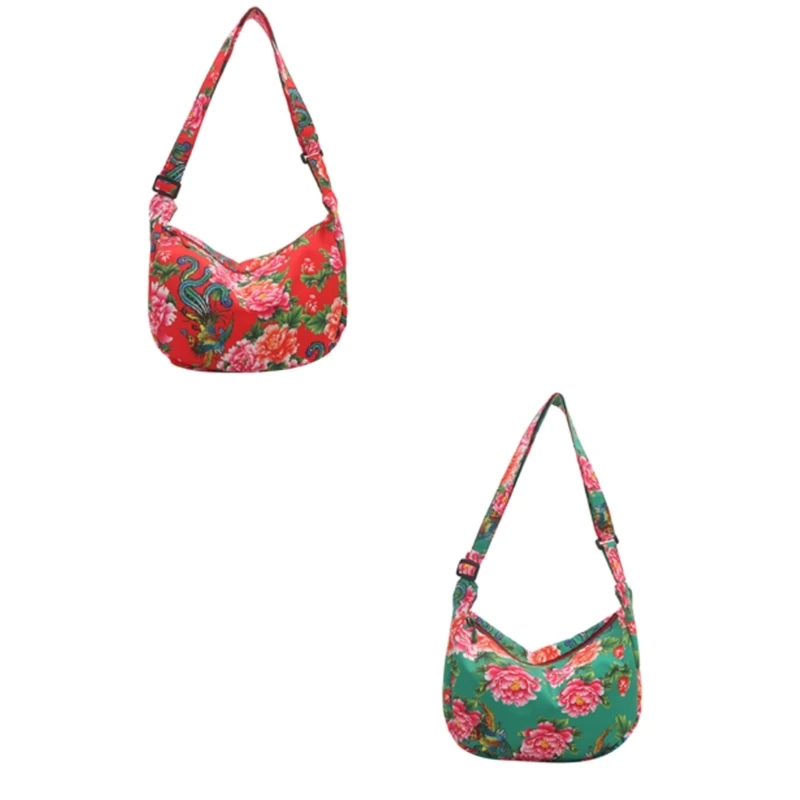 Female All-matching Shoulder Bag Northeast Flower Crossbody Bag Women Large Capacity Bag Fashion Dumpling Bags