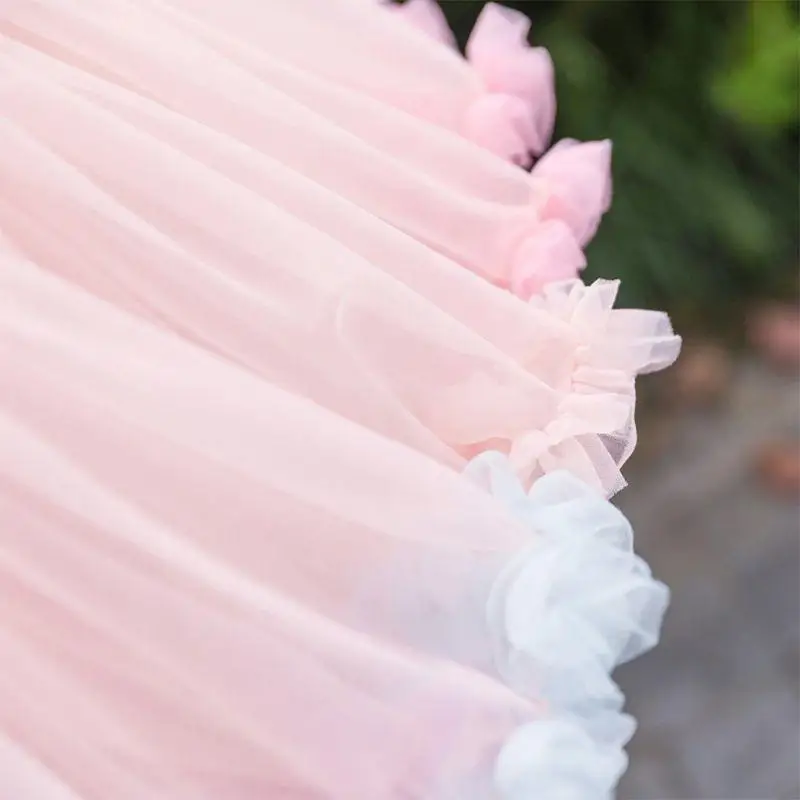 P9FE Frauen Elastische Taille Tüll Petticoat Regenbogen Wolke Tutu Pettiskirt – Detail 10