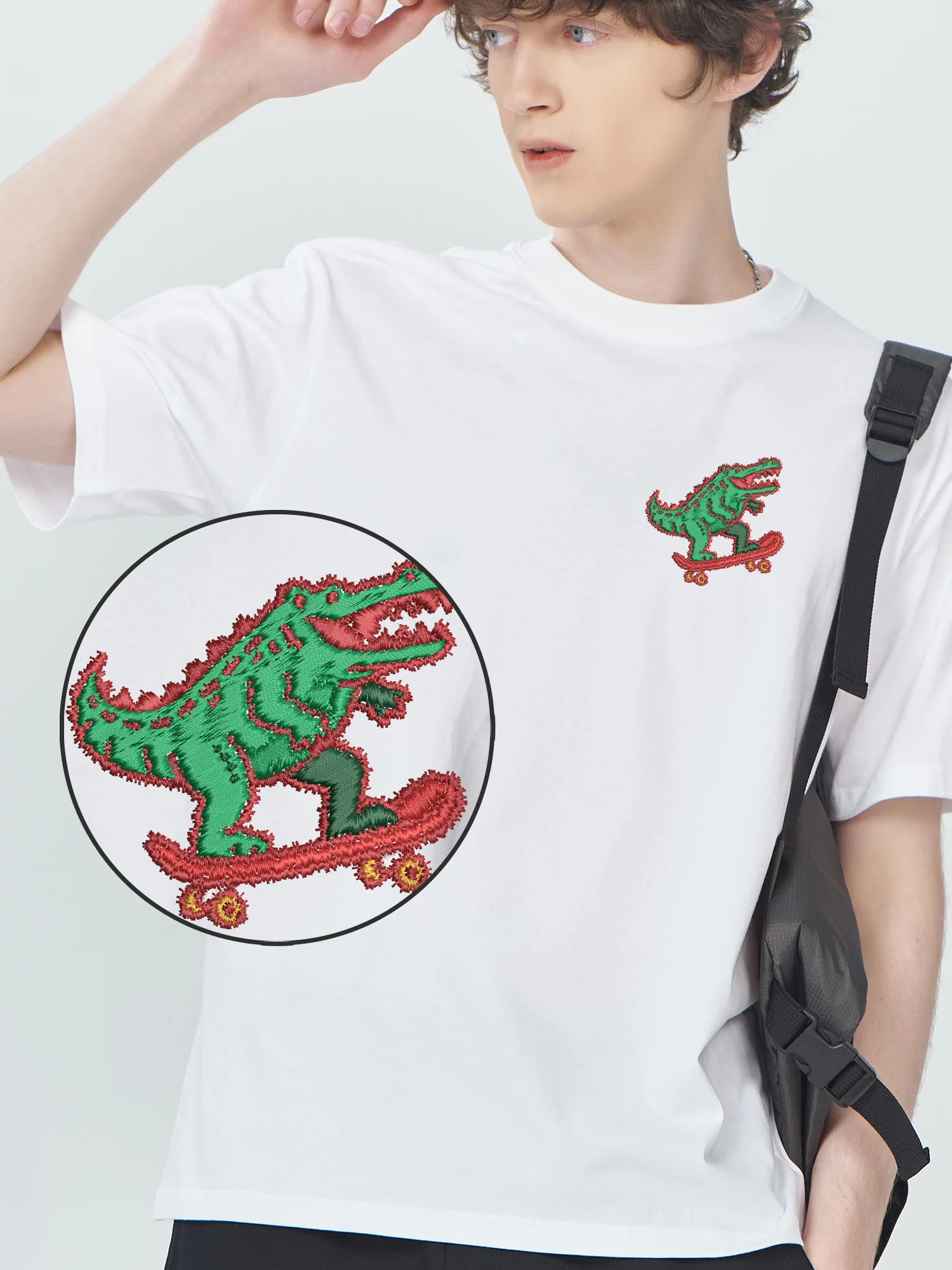 Crocodiles Skateboard Embroidered Camiseta Hombre 100% Cotton Luxury Designer Breathable Embroidery Clothes For Men Women