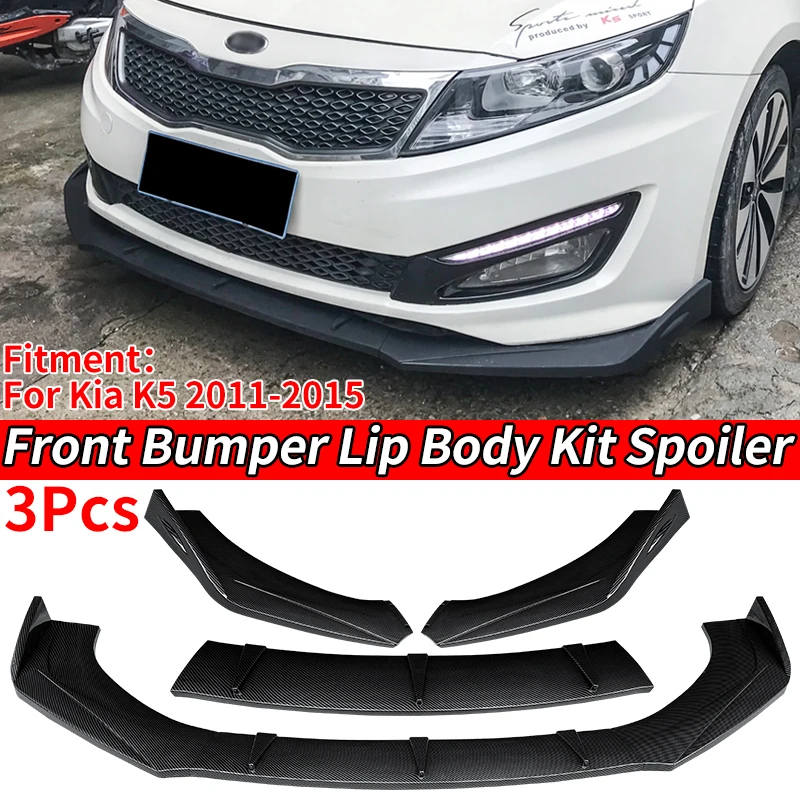 

High Quality Car Front Bumper Splitter Lip Body Kit Spoiler Diffuser Deflector Carbon Fiber Look ABS For Kia K5 2011-2015 2014