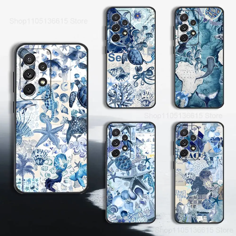 

Sea Ocean Shark Art Phone Case For Samsung S25,S24,S23,S22,S21,S20,S10,Ultra,Plus,Lite,FE,Soft Silicone Black Cover