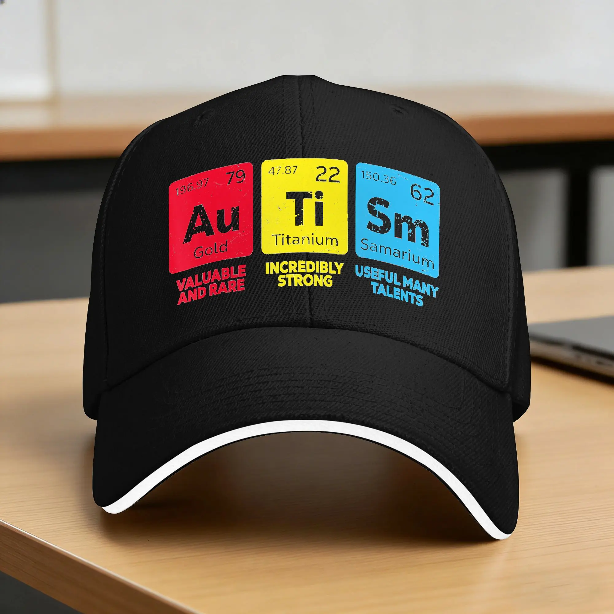 Spring Autism Awareness Autism Periodic Table Baseball Cap Outdoor Gym Trendy Sun Trucker Hat Men Women Sun-Proof Snapback Cap