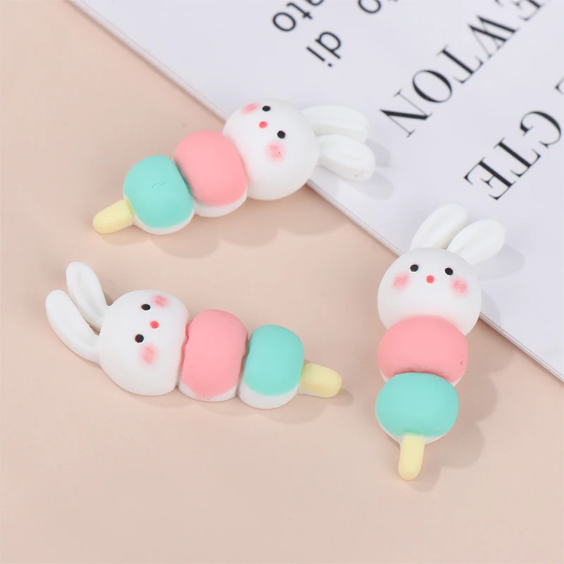 3pcs Dollhouse Miniture Three-color Bunny Skewers String Snacks Food Model Kitchen Decoration Accessories Toys DIY Crafts Gifts