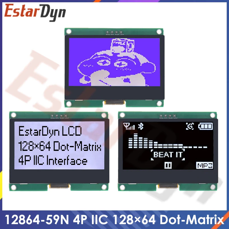 

12864 IIC 4P LCD Module 128X64 I2C ST7567S COG Graphic Display Screen Board LCM Panel 128x64 Dot Matrix Screen for Arduino