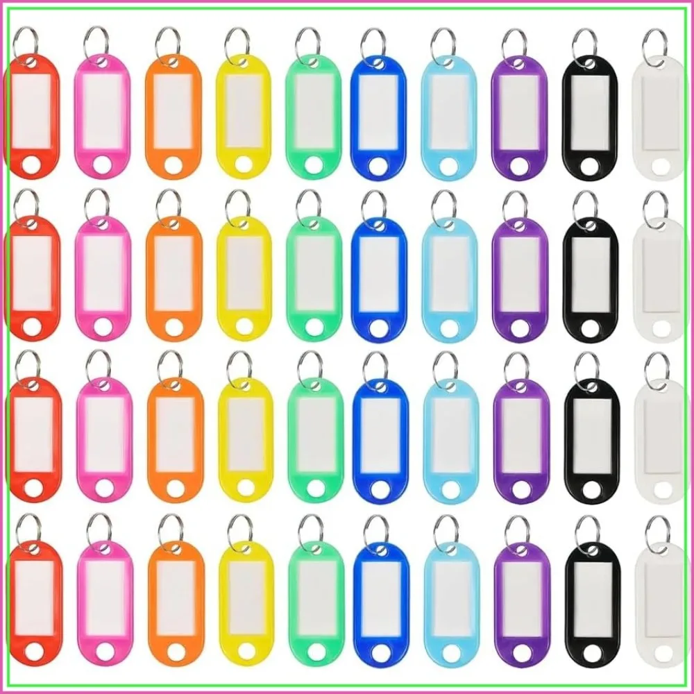 

400 PCS Plastic Key Labels Tags with Split Rings, Blank Name Tags for Luggage ID, 10 Colors