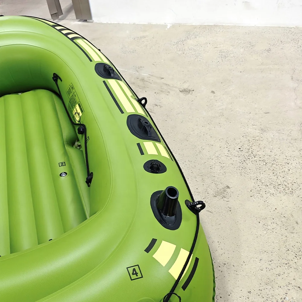 الثقيلة نفخ بولي كلوريد الفينيل دواسة قارب الصيد 4 غرف الهواء ملحومة أقفال المجذاف انتزاع مقابض القوس حبل-تصميم رياضي لاستخدام الشاطئ