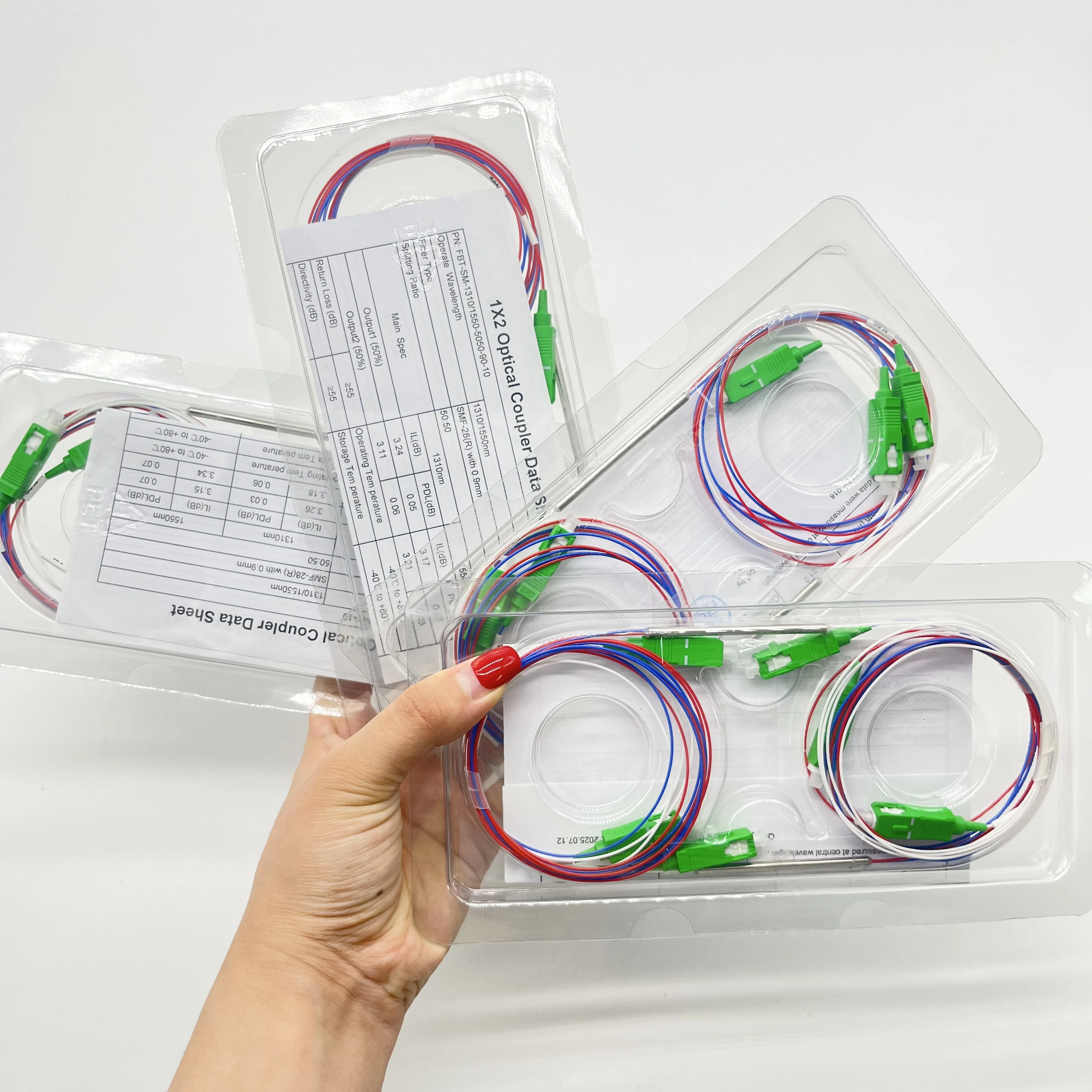 10pcs Divisor de fibra FBT com conector Espectroscópio SC/APC1/2 Divisor de fibra de modo único Espectcópio personalizável
