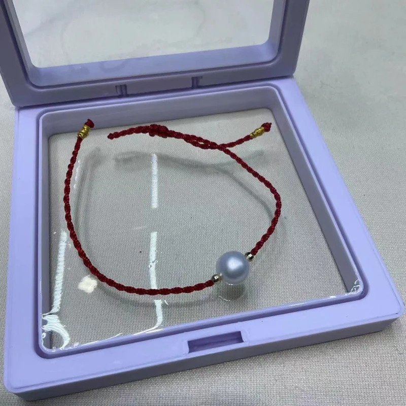 

18K Gold Lucky Beads Red Rope Bracelet 8-9Mm Freshwater Pearl