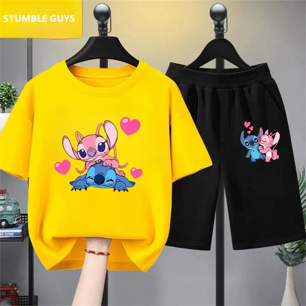 Fashion Children Clothes Kids Summer Cute Stitch T-shirt Baby Boys Cartoon Tshirts Toddler Girls Short Sleeve Casual Trucksuit