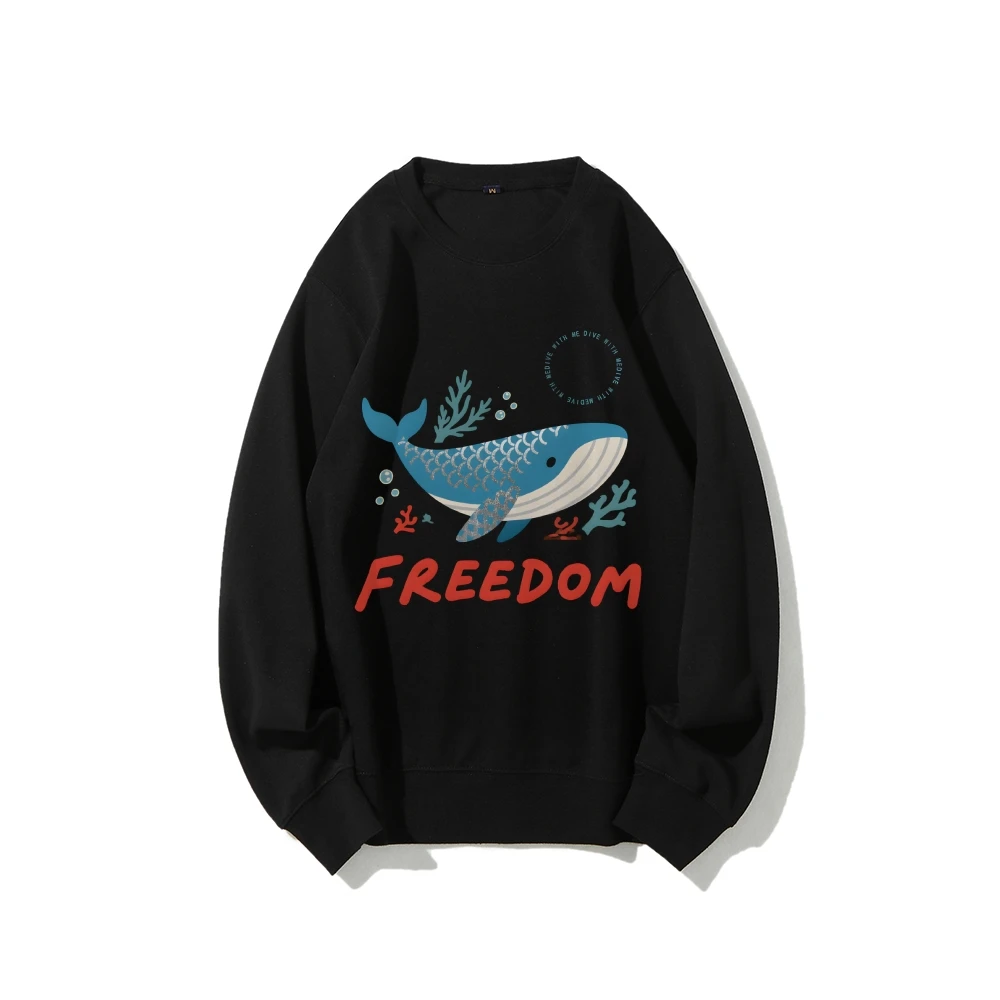 Freedom Blue Whale  Casual Daily Wear Unisex Sweatshirt with Multiple Colors Versatile Stylish Pullover New Arrival Best Seller
