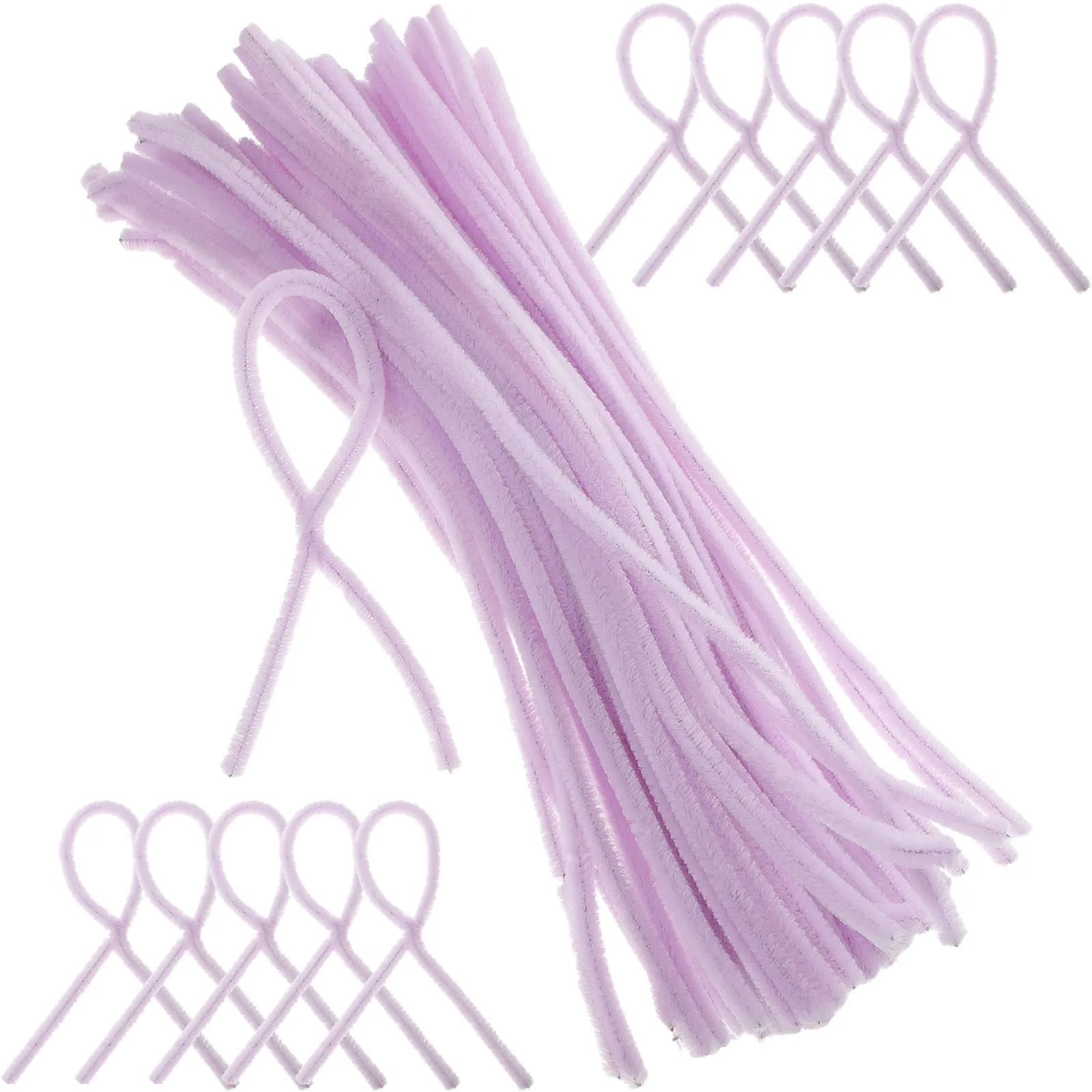100 pezzi bastoncini twistabili aste floccate pieghevoli per bambini forme di pittura fatte a mano modellazione sviluppo creativo viola chiaro