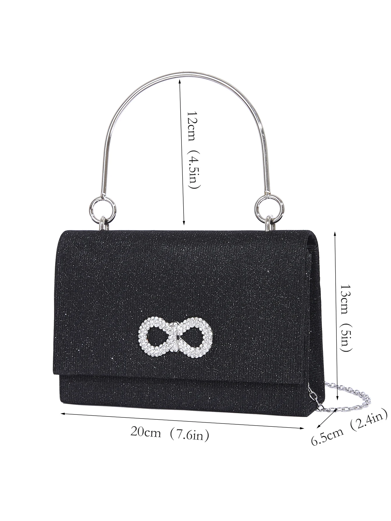 2023 Women's Evening Bag with Bow Decoration Silver Handbag Fashion Square Chain Bag Party Shoulder Bag