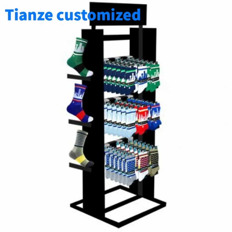 （customized）Factory Supplier Stylish Wooden Retail Sock Display Countertop Rack And Floor Standing Displays Socks