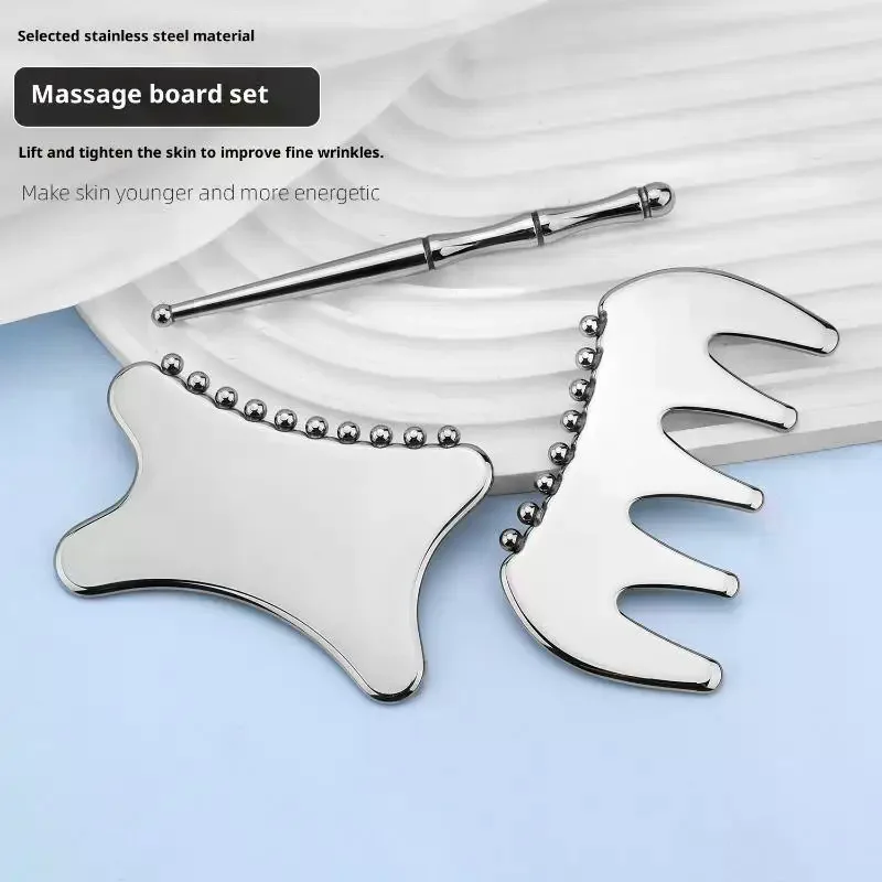 

Массажер Гуаша из нержавеющей стали для лица и тела, скребок для массажа шеи и спины, SPA-инструмент для гуаша-массажа