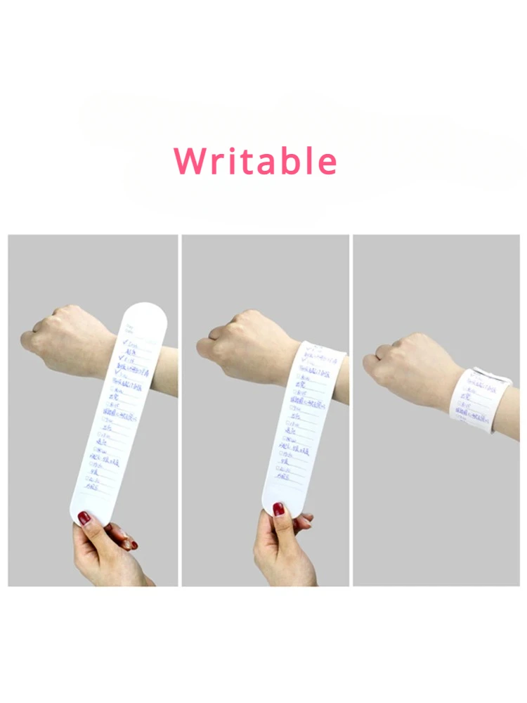 Wearable--Notepad Silicone Memo Erasable with Oil-based Pen Waterproof to Do List Stap and Ruler Wrist Band Reminder Bracelet