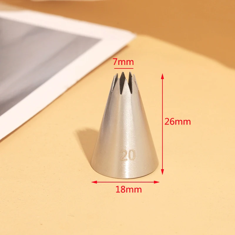 BCMJHWT #20 Open Star Icing Nozzle Stainless Steel Small Size Piping Cake Decorating Tips Royal Pastry Tip Tools Bakeware 6