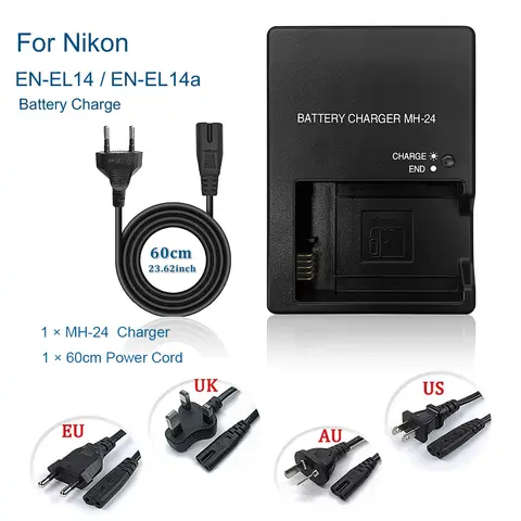 MH-24 Battery Charger For Nikon EN-EL14 EN-EL14a  for P7000 P7100 D3100 D5100 D3200 D3300 D5200 D5500  Camera ENEL14 EL14A