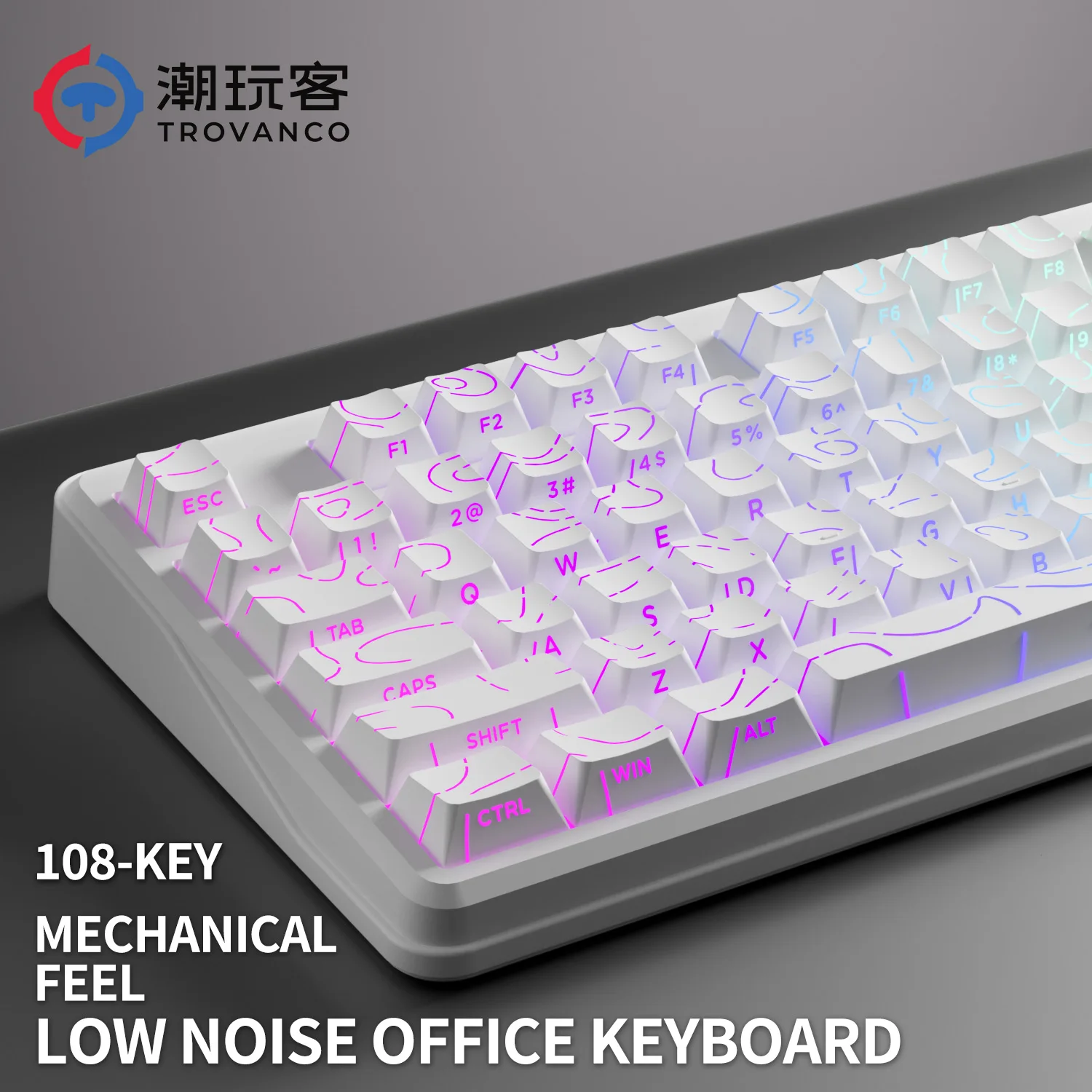 

V108 Pro Wired&Wirel Keyboard Bluetooth 2.4G Full Layout RGB Backlit Low Noise for Office gaming Membrane Keyboard