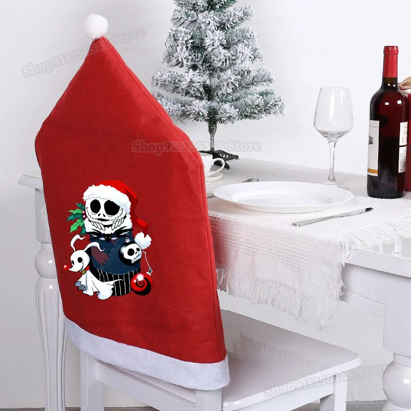 Nightmare Before Christmas เก้าอี้สีแดงไม่ทอแจ็ค Skellington พิมพ์ Xmas ตารางตกแต่งห้องรับประทานอาหารตกแต่งรถ