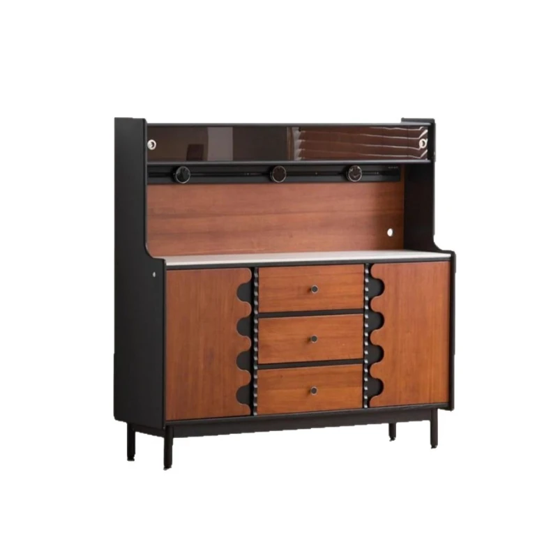 

Meal side storage Solid wood side cabinet Living room integrated coffee storage cabinet against the wall
