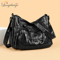 Multi-layer Designer Shoulder Crossbody Bags 2024 Women's Handbags and Purses Soft PU Leather Quality Bolsa Feminina Sac A Main