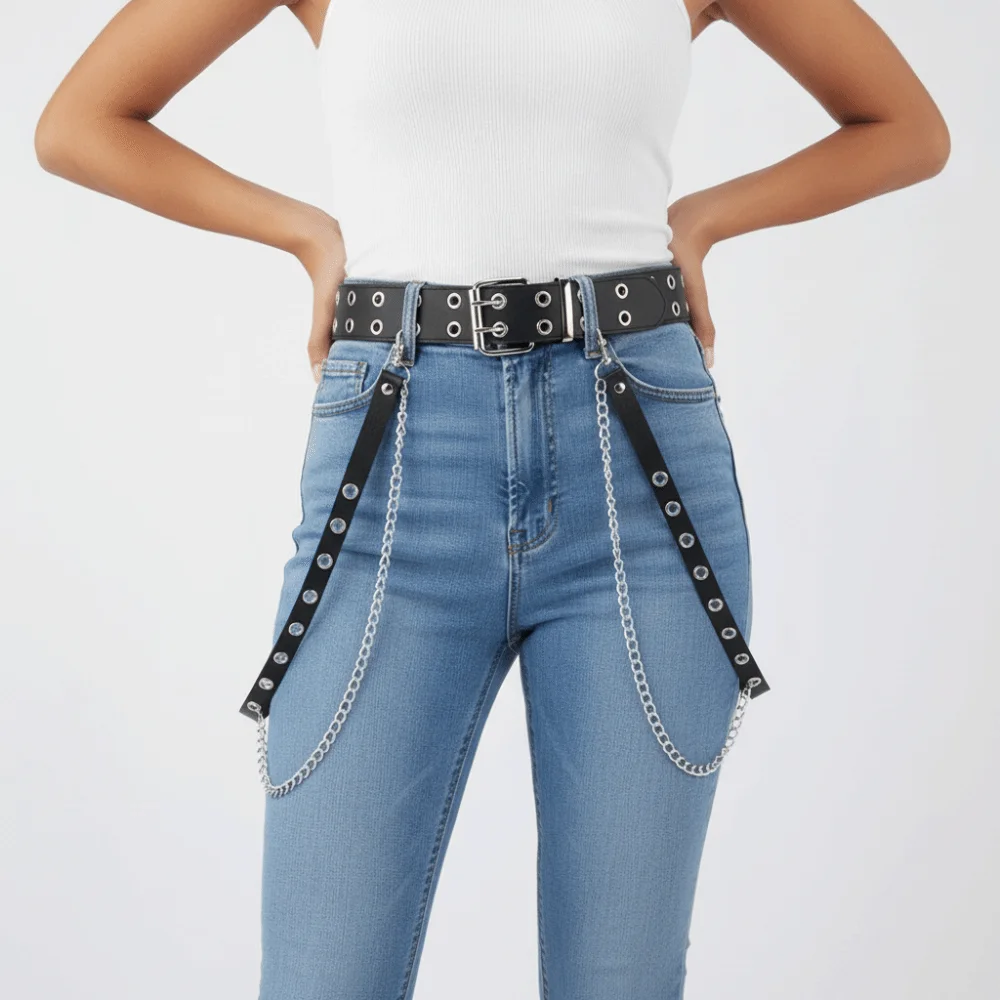 

Personality JK Women Waist Belt Punk Hip Hop PU Leather Belt Shoulder Strap Korean Style Skirt Belt Dress Accessories