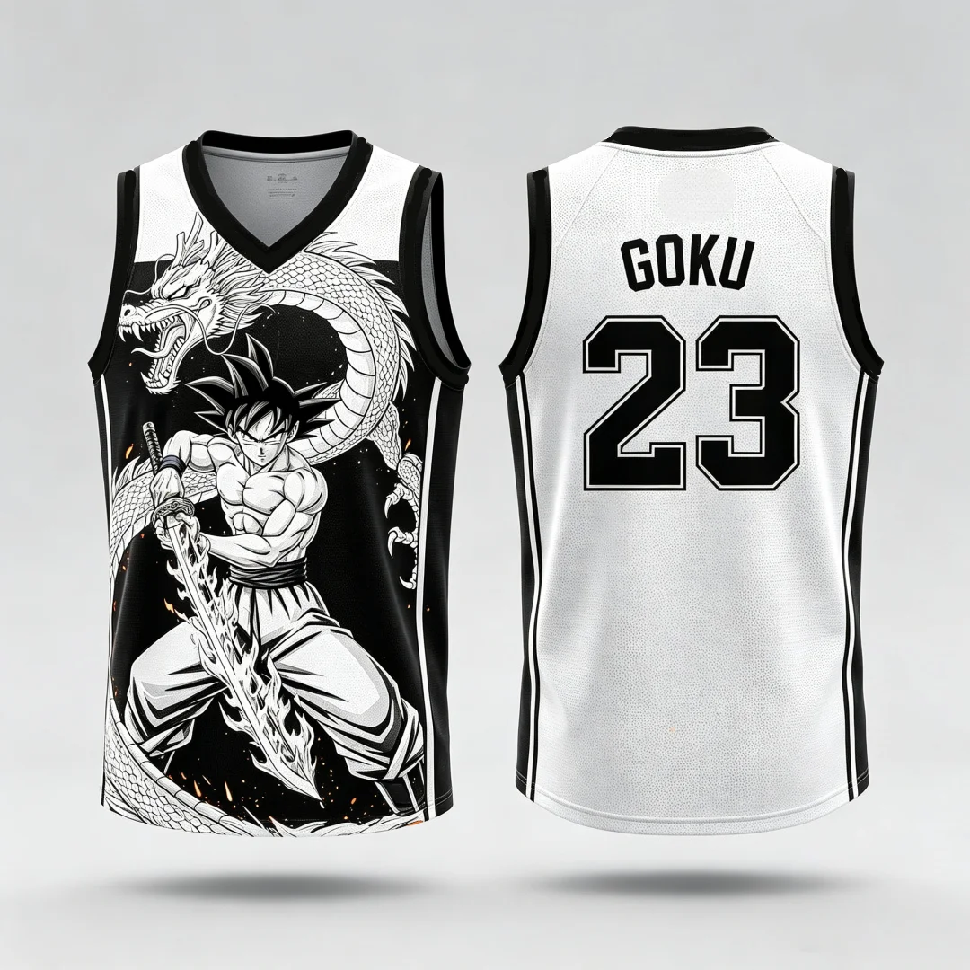Dragon Ball Goku Samurai Shenron Basketball-Trikot für Herren, 3D-Druck, Sportweste, Anime-Streetwear-Tanktop, passende Familien-Outfits – Detail 16