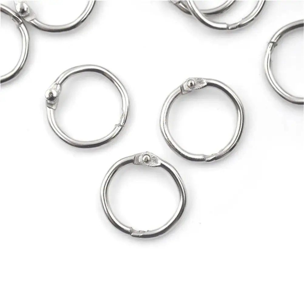 50Pcs/lot Keychain Circlip Ring 20mm Outer Diameter Loose Leaf Ring Book Binder Staple