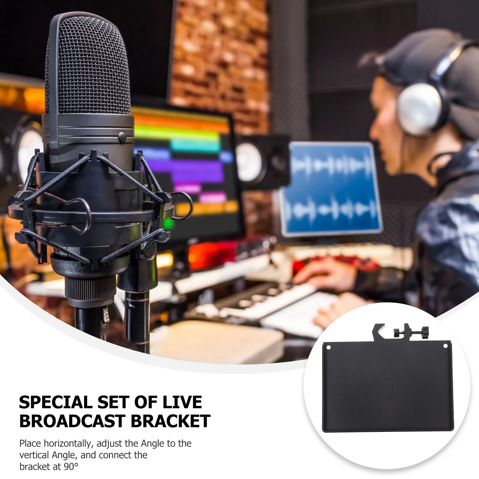 

2pcs Sound Card Tray Abs Material Live Broadcast Microphone Stand Holder For Mic Camera Phone Mounting Bracket Support