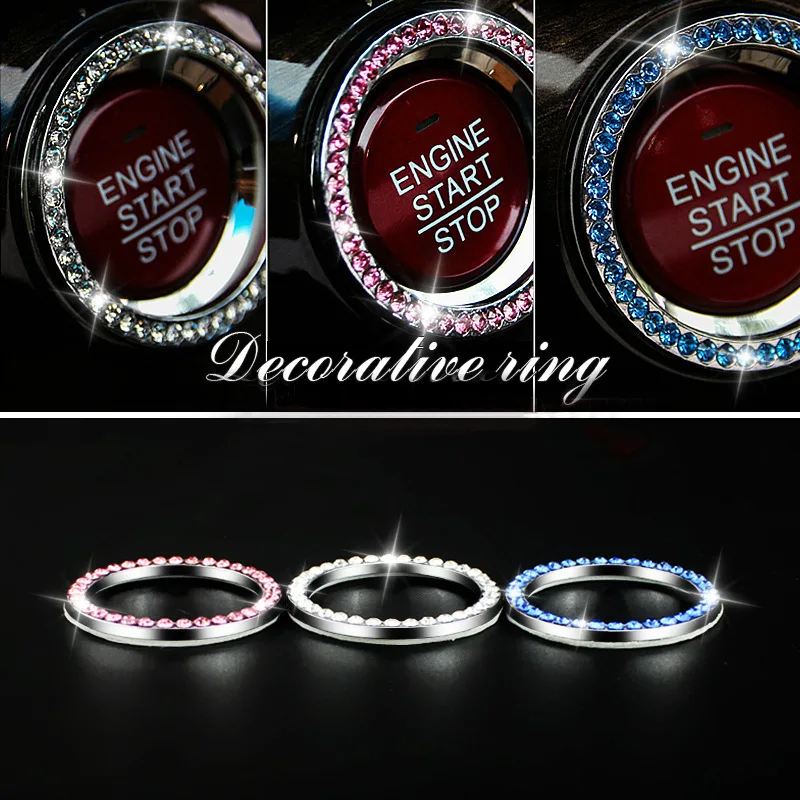 Crystal Diamond Car Stickers One-Click Ingation Engine Start Stop Rings Interior Decoration Car Accessories