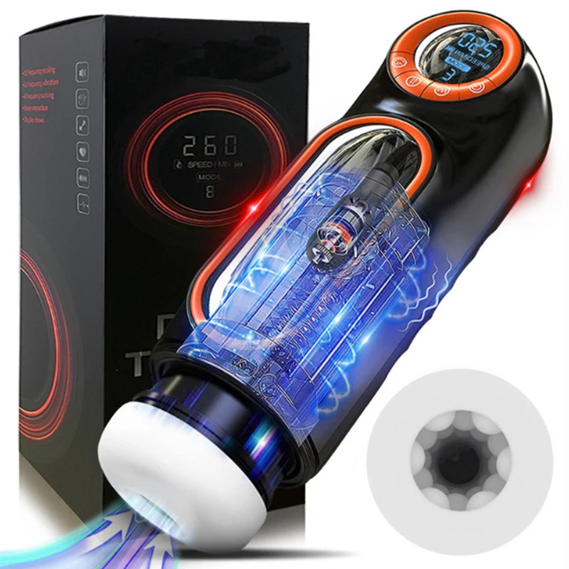 

Male Masturbator Automatic with 10 Powerful Vibrating & Thrusting Blowjob Sucking Masturbation Cup Real Vaginal Sex Toys for Men