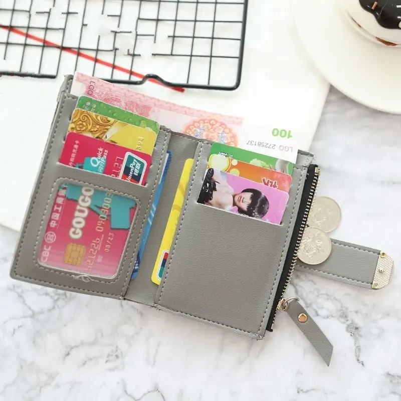 1Pc Ladies Small Wallet PU Leather Mini Purse Card Holder Money Clip Women Daily Cash Card Storage Bag Simple Design Women Bag