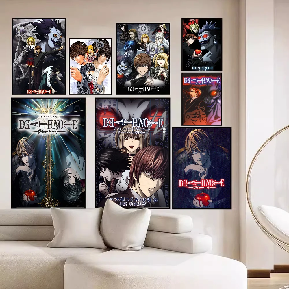 Japanische klassische Anime Death Note Charakter Anime Poster Sticky Decoracion Malerei Wandkunst weiße Kraftpapier Wanddekoration