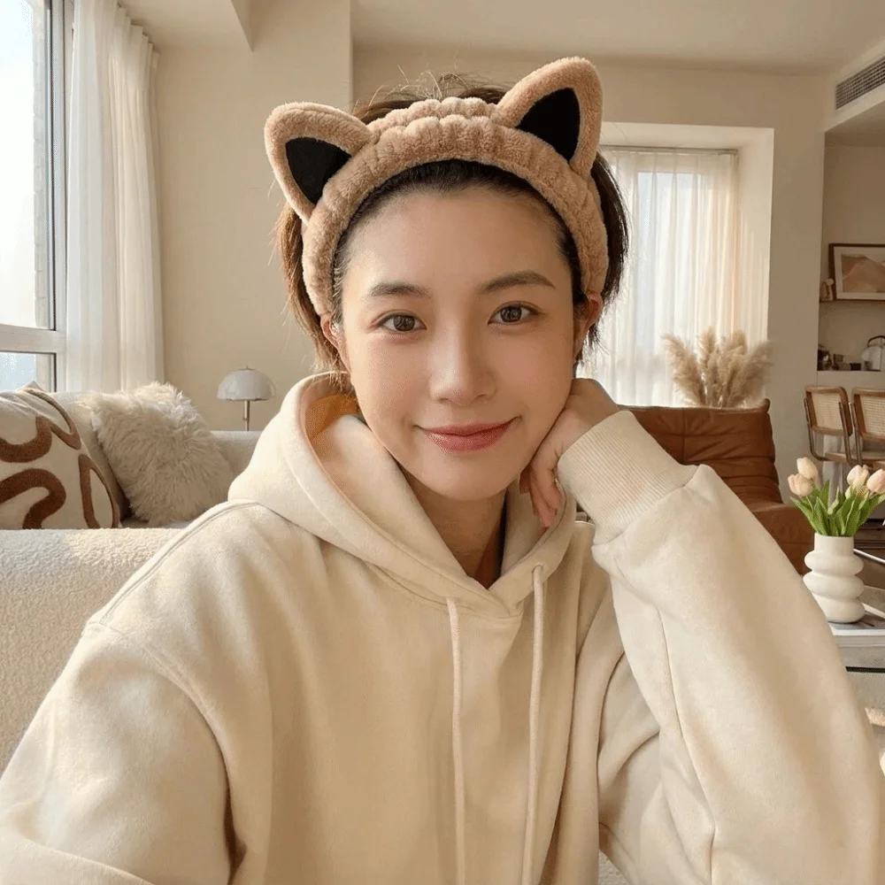 Fluffy Soft Furry Cat Ear Head Hoop 3D Lightweight Cartoon Hairband Polyester Elastic Headband Hold Back Hair