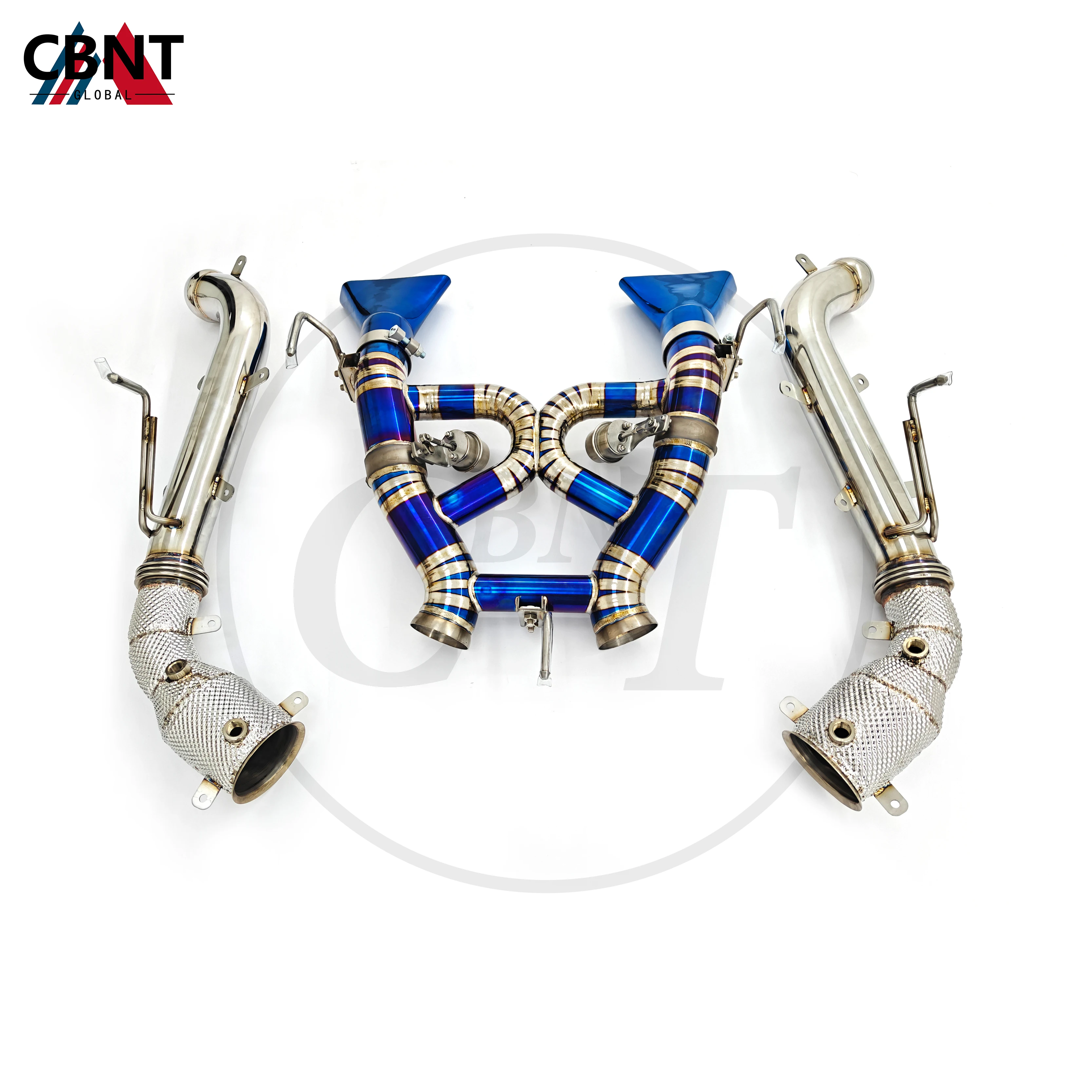 CBNT Exhaust System for McLaren 650S MP4-12C Valved Exhaust Axleback&Catless/Catted Downpipe TC4 Titanium Alloy Car Accessories