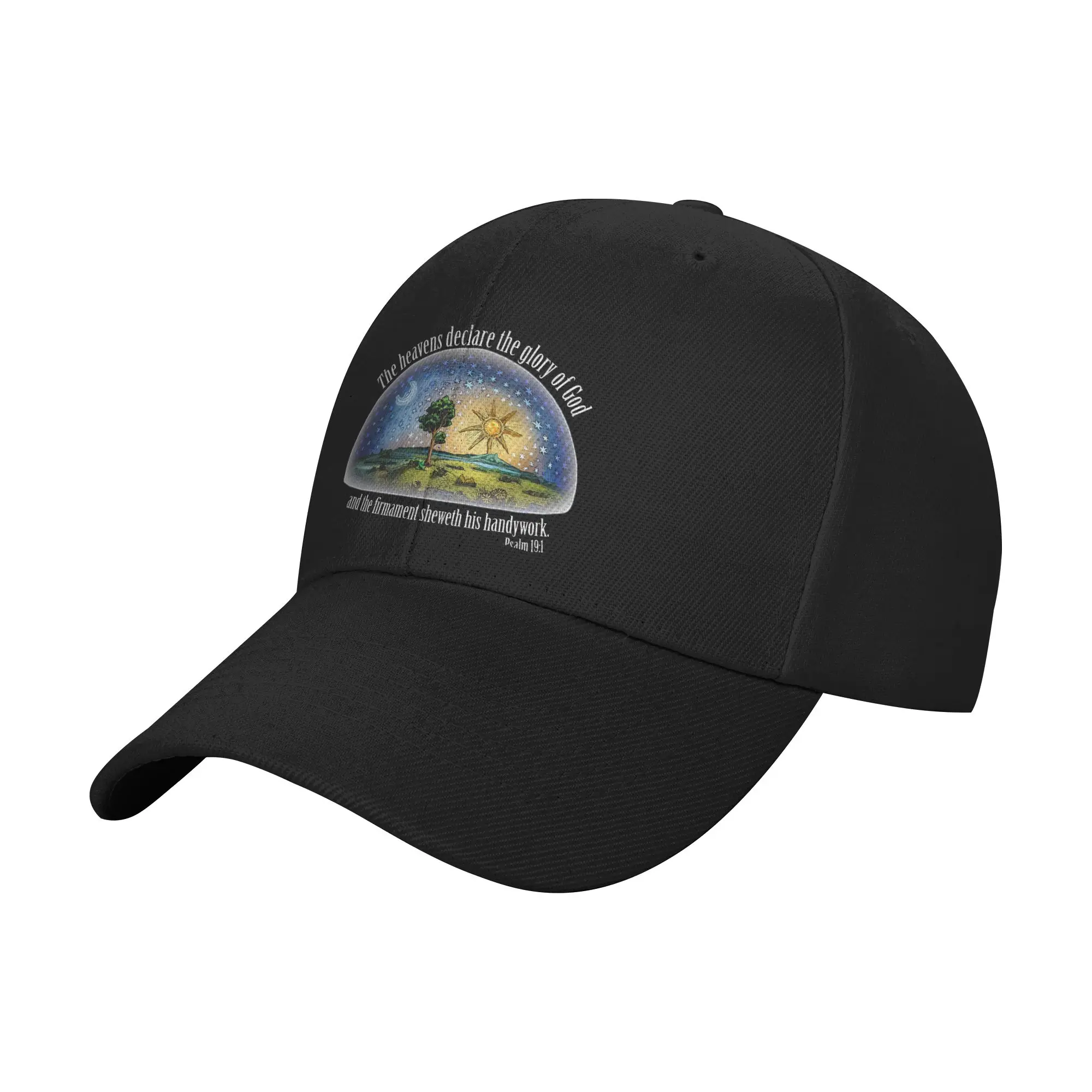 Fashion Flat Earth - Psalm 19 1 (The Firmament) Black Curved Brim Baseball Cap Japanese Minimalist Women's Cap
