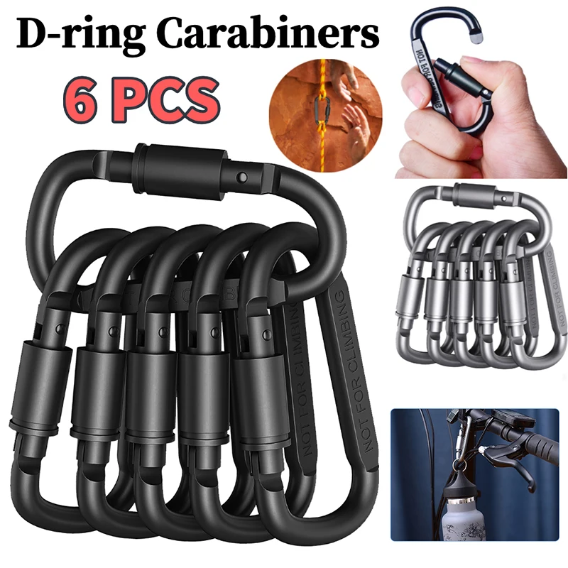 6 stücke Karabiner Set Camping Überleben Täglichen Schlüsselbund Schlüssel Kette Taktische Legierung Aluminium Karabiner Haken Outdoor Karabiner Clip Haken