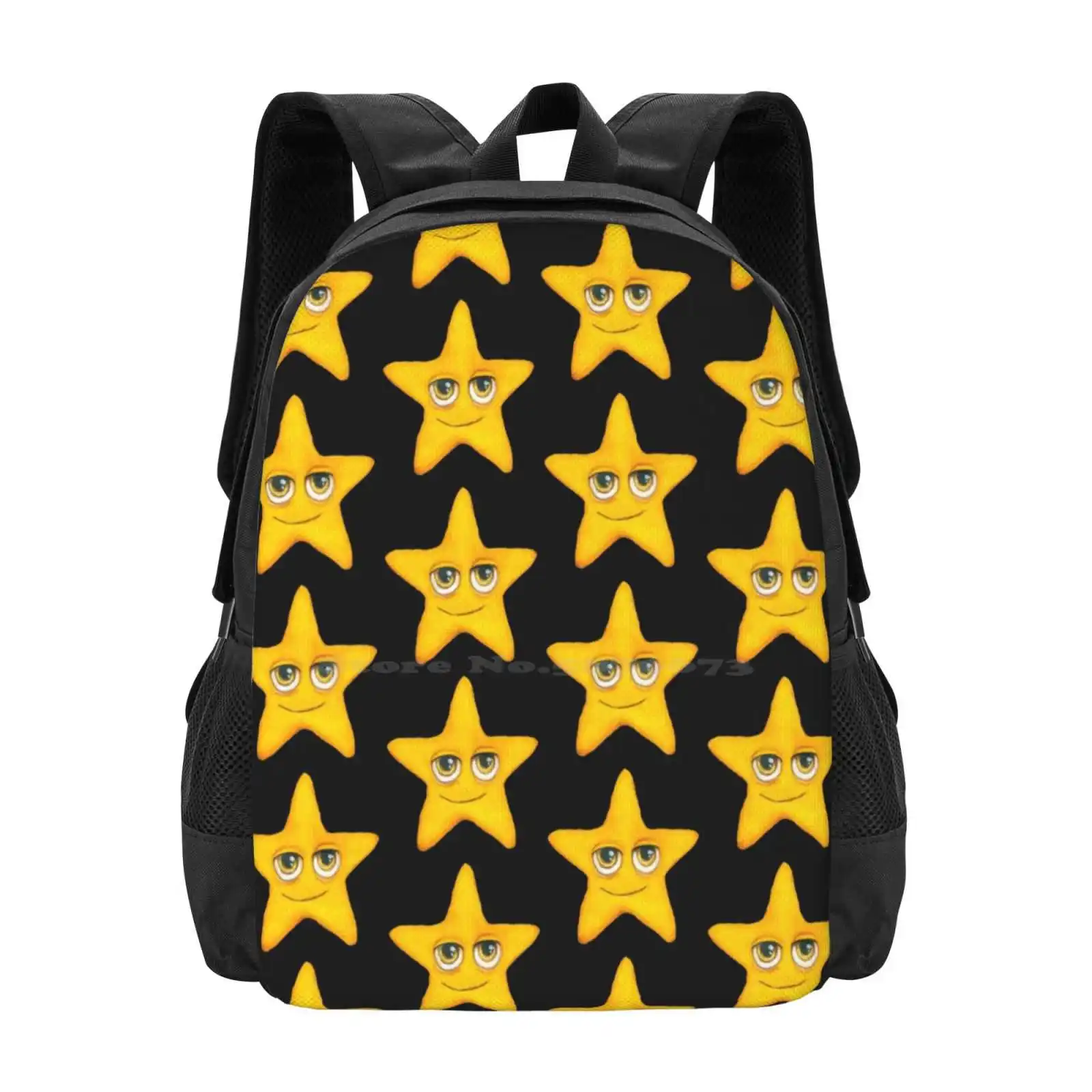 Mochila con diseño de patrón de estrella para estudiantes universitarios, bolsas de ojos grandes, arte de ojo grande, arte de fantasía, Estrella estrellada, Feliz Navidad